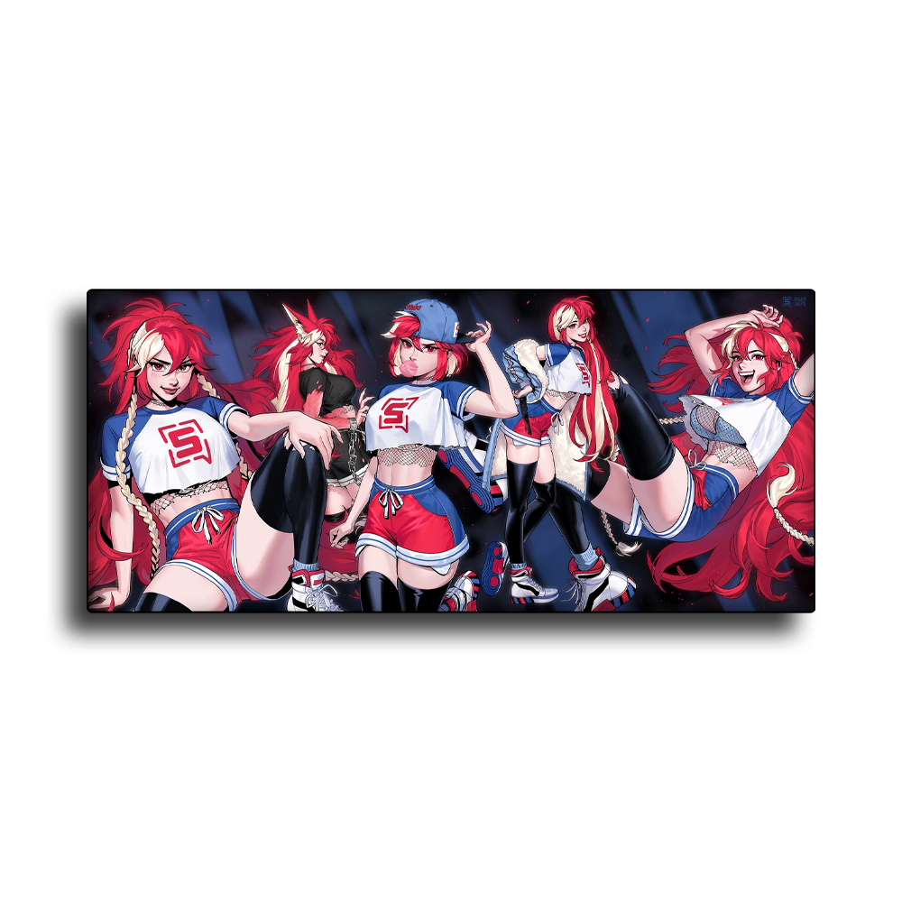 Strippin | Red Collage - Desk Mat